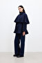 Trench Coat with Cape Detail, Dark Blue - 7