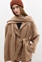 Shawl-Collar Checked Coat Camel - 5