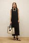 Black Linen Comfortable Sleeveless Dress - 2