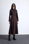 Premium knitted collar dress brown