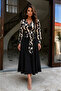 Women's Long-Sleeve Double-Breasted Neck Scuba Crepe Midi-Length Dress - 3