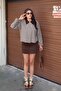 Women's Plaid Pattern Contrast Collar Jacket - 5