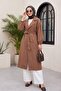 Lined Trench Coat with Elastic Sleeves and Belt -Tan - 4