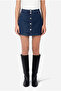 Women's Indigo Front Buttoned Jean Skirt - 4