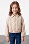 Zippered Pleated Polo Collar Bomber Girls' Jacket - 2