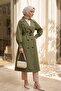 Balloon Sleeve Buckle Belted Side Pocket Trench Coat -Khaki - 4