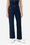 Women's Navy Blue Flare Fit Pants with Pocket Detail - 4