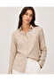 Modern Design Cuffed Linen Beige Women's Shirt – Long Sleeves and Stylish Model - 4