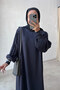 Balloon Sleeve Mercerized Dress - Smoked - 2