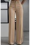 Women's Beige High Waist Palazzo Fabric Trousers