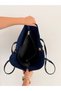 Women's Navy Blue Large Size Faux Leather Shoulder Bag Tote Shopper Bag – Daily Use - 7