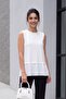Pleated Combed Cotton Underdress with Tulle Detail on the Skirt - Ecru
