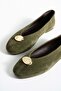 Elara women's genuine leather round toe gold accessory everyday ballet flats - 2