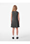 Button Detailed Crew Neck Sleeveless Pleated Dress - 3