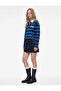 Comfortable Fit Long Sleeve Printed Polo Collar Striped Sweatshirt with Raised Buttons
