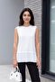 Pleated Combed Cotton Underdress with Tulle Detail on the Skirt - Ecru - 3