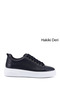 Men's Navy Blue Lace-Up Genuine Leather Sneakers