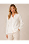 Women's White Textured Fabric Button-Front Lightweight Sheer -CHIC- - 2