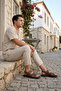 Men's Walnut Genuine Leather Sandals with Adjustable Velcro Straps - 3