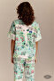Paris Morning Women's Satin Pajama Set City Patterned Short Sleeve Mint Green - 3