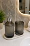 İnci̇ Glass 2-Piece Bathroom Set - Glass Liquid Soap Dispenser and Glass Toothbrush Holder ✨ Coffee Smoke-Cream Ceramic Plate Glass Toothbrush Holder Glass Bathroom Organizer Toothbrush Glass Soap Dish Bathroom Set Bathroom Decoration Toothpaste - 3