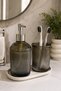 İnci̇ Glass 2-Piece Bathroom Set - Glass Liquid Soap Dispenser and Glass Toothbrush Holder ✨ Coffee Smoke-Cream Ceramic Plate Glass Toothbrush Holder Glass Bathroom Organizer Toothbrush Glass Soap Dish Bathroom Set Bathroom Decoration Toothpaste - 4
