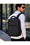 Laptop Backpack 15.6 Inch Double Compartment (Laptop and Notebook) Waterproof Recyclex Fabric Black with Luggage Strap - 4