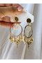 Women's Gold Color Sea Star Shell Hoop Steel Earrings - 5