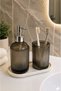 İnci̇ Glass 2-Piece Bathroom Set - Glass Liquid Soap Dispenser and Glass Toothbrush Holder ✨ Coffee Smoke-Cream Ceramic Plate Glass Toothbrush Holder Glass Bathroom Organizer Toothbrush Glass Soap Dish Bathroom Set Bathroom Decoration Toothpaste