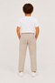 Boy's Beige Jogger Pants, Linen Look, Elastic Waist with Laces, Comfortable Fit with Pockets - 5