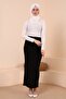Women's Black Lycra Modest Slim Fit Medium Thick Normal Waist Long Casual Pencil Skirt - 5