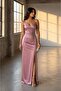 Siete Satin Evening Dress with Threaded Straps and Slits 582177 Gulkurusu - 2