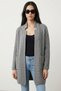 Klav Soft Textured Stand/Slice Collar Long Sleeve Pocketed Knitwear Women's Cardigan & Jacket & Hijab Cardigan - Gray