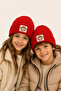 Red Wool Beret Monkey Punclı Christmas Beret Gift