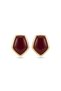 Steel Gold Detailed Burgundy Asim Earrings