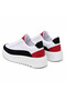 Ba0801 White Red Men's Shoes - High-Sole Parachute Fabric Skin Detailed Comfortable Sports Shoes - 5