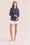 Navy Blue Striped Women's Shirt Long Sleeve Stylish Patterned Shirt - - 3