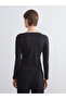 Alita City with a Difference of Color, Lcw Everyday Black Interlock Plain V-Neck Long Sleeve Women's Blouse - 6