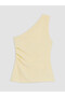 Alita City with a Difference Xside Yellow Plain One Shoulder Sleeveless Women's Blouse - 5