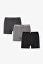 Men's Gray Motion Geometric Patterned 3-Piece Boxer