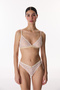 Beige Triangle Lace Floral Bra - 5