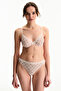 Cream Pink Underwire Mesh Polka Dot Patterned Bra