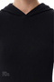 Black Hooded Ribbed Modal Sweatshirt - 3