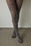 Black Double Color Duo Mesh Patterned 15 Denier Thin Pantyhose - 6