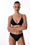 Black Satin Stone Triangle Bra - 2
