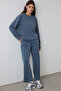 Dark Gray Crew Neck Oversize Short Modal Sweatshirt - 3