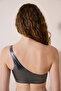 Faylinn One Shoulder Shiny Silver Bikini Top - Gamze Erçel Collection - 2