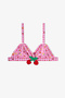 Girl's Pink Picnic Triangle Fruit Patterned Bikini Set - 3