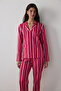 Fuchsia Bloom Stripes Shirt Pants Pajama Set - 2