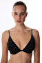 Black Satin Stone Decolte Bra - 2